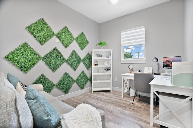 office area with hardwood / wood-style floors