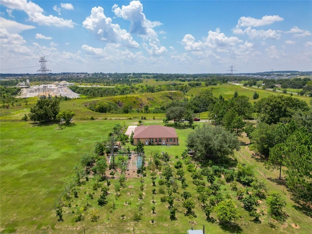 aerial view featuring a rural view