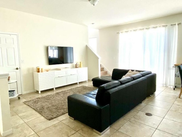 view of tiled living room