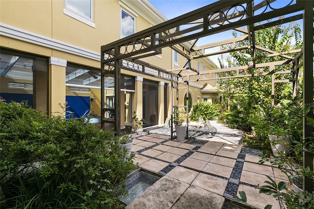 view of patio / terrace featuring a pergola