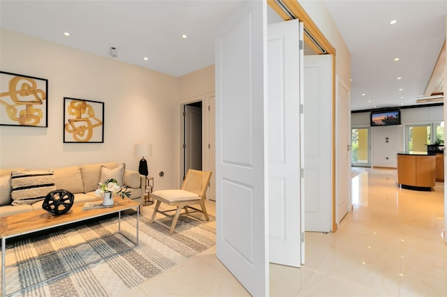 interior space featuring light tile patterned floors