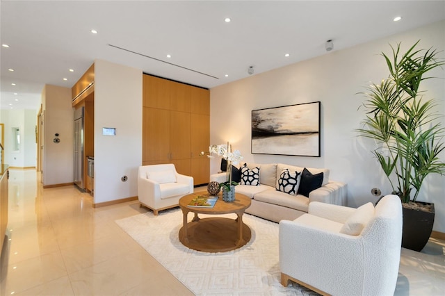 view of tiled living room