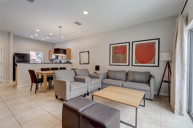 view of tiled living room