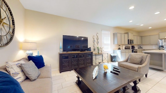 view of tiled living room