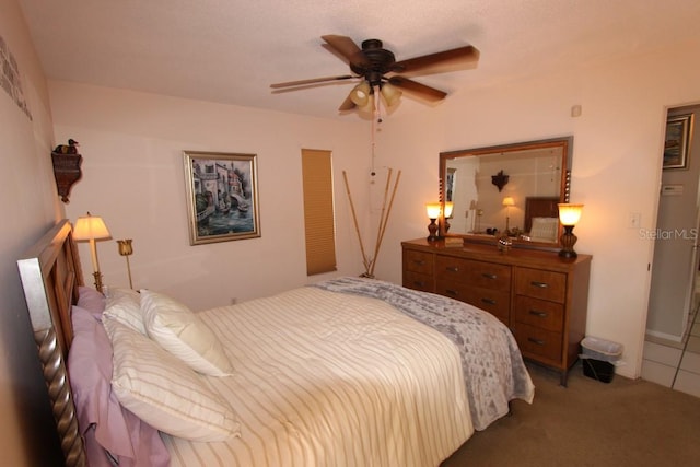 bedroom with carpet floors and ceiling fan