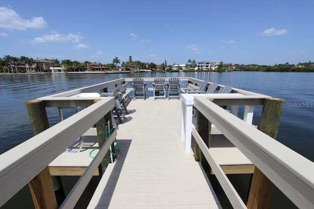 view of dock featuring a water view