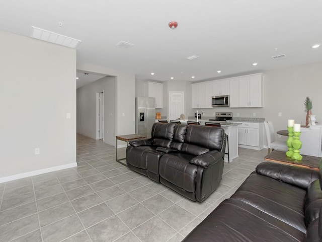 view of tiled living room