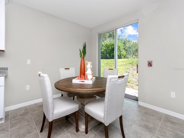 dining space featuring tile floors