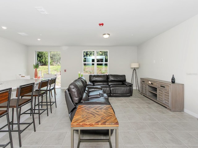 view of tiled living room