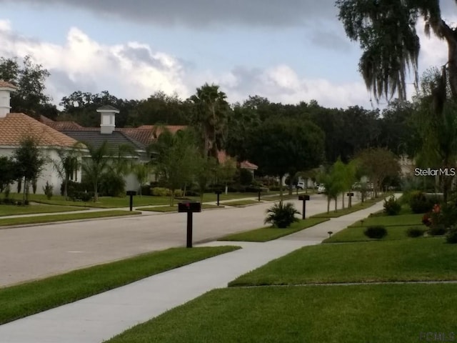 view of property's community featuring a yard