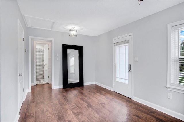 foyer featuring dark wood-type flooring