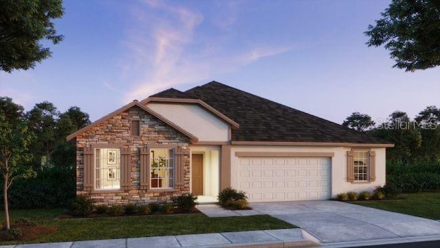 view of front of house with a garage