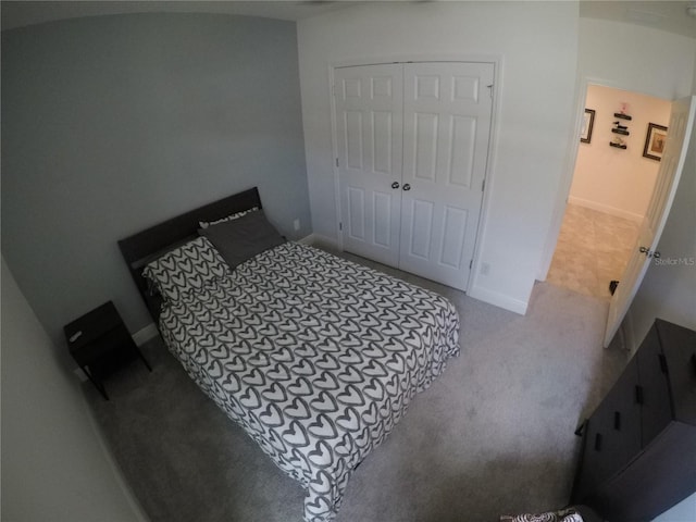 carpeted bedroom with a closet