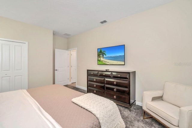 carpeted bedroom featuring a closet