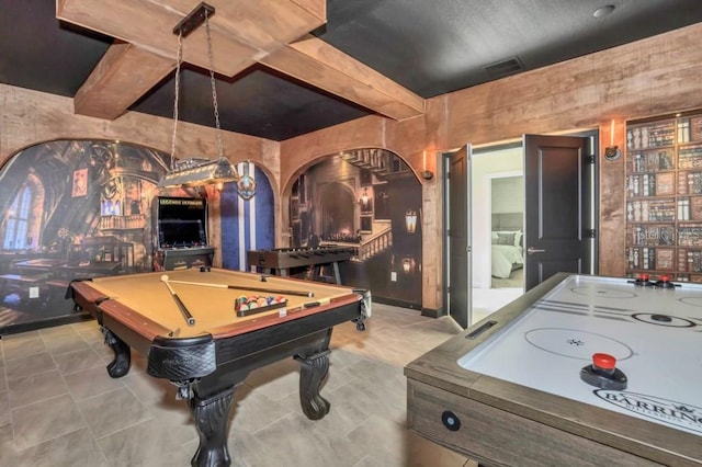 game room featuring light tile flooring and billiards