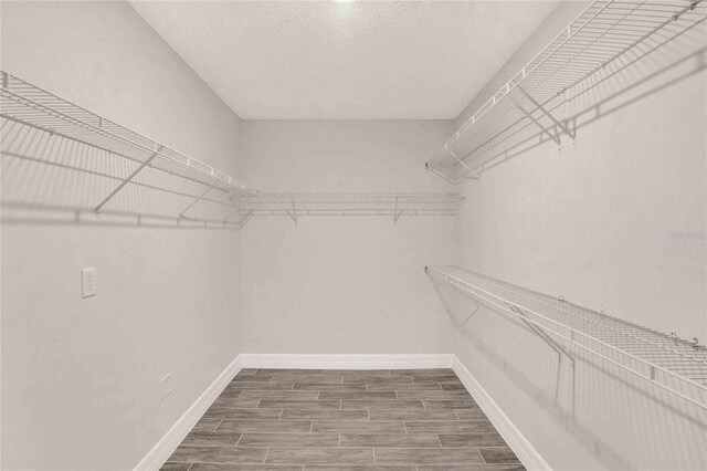 walk in closet with hardwood / wood-style flooring