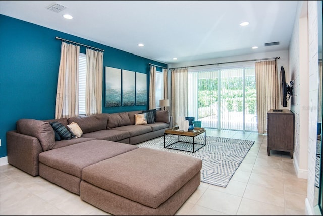 view of tiled living room