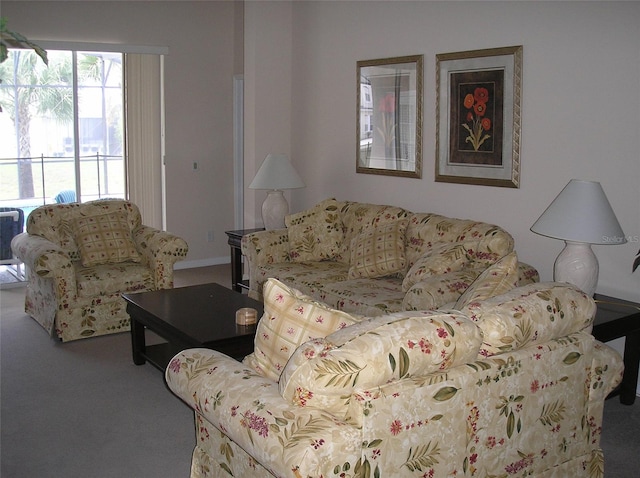 living room with light carpet