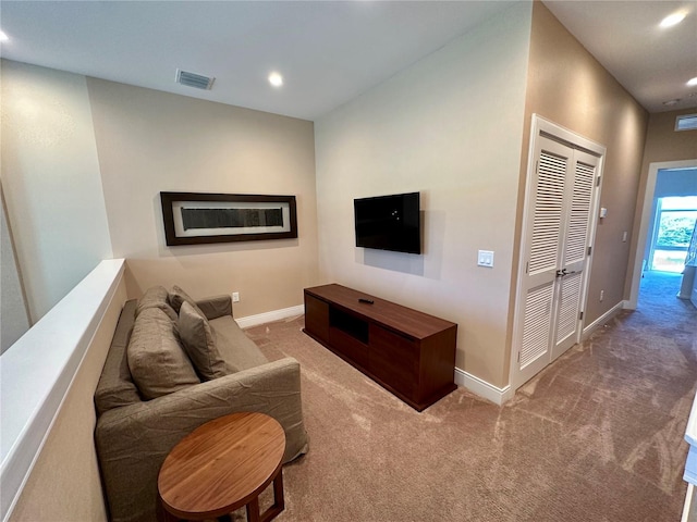 living room with carpet floors