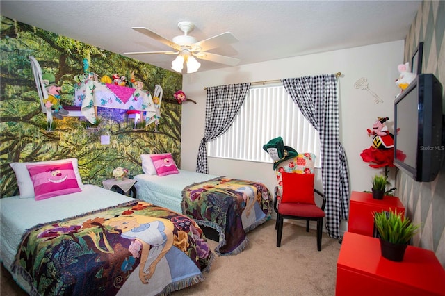 bedroom featuring carpet floors and a ceiling fan