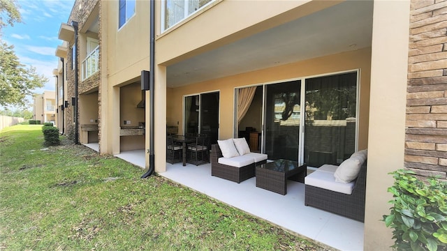 exterior space with an outdoor hangout area