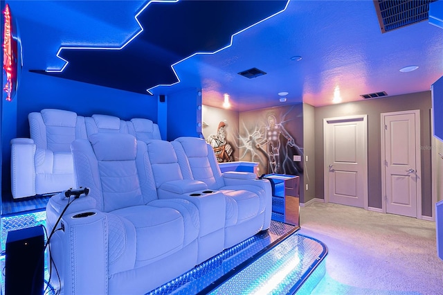 cinema room with carpet