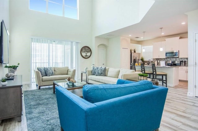 living room featuring light hardwood / wood-style flooring