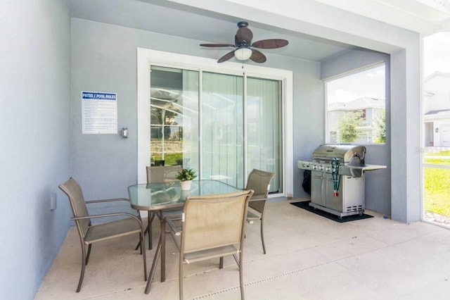 view of patio / terrace featuring grilling area and ceiling fan