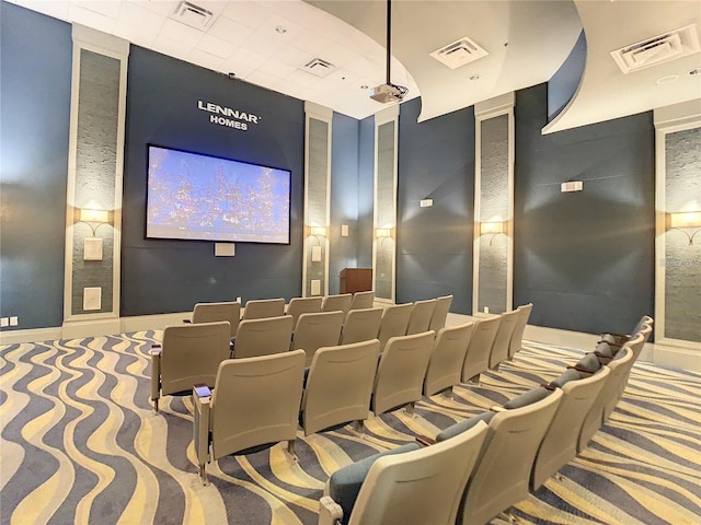 view of carpeted home theater room