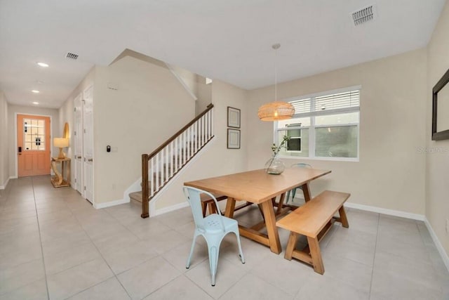 view of tiled dining space