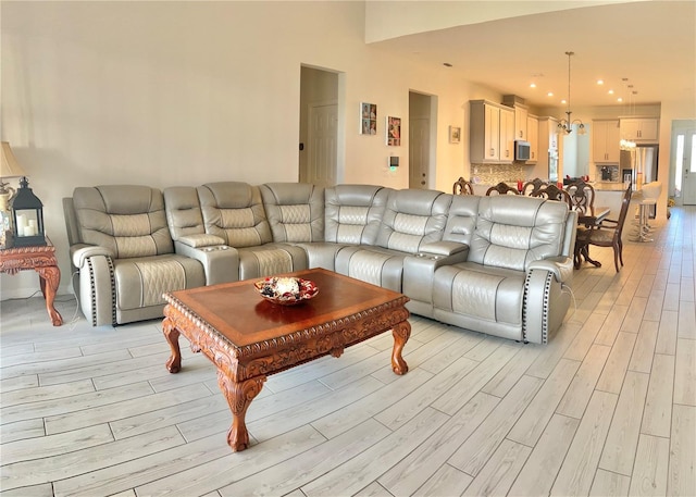 living room featuring light hardwood / wood-style floors