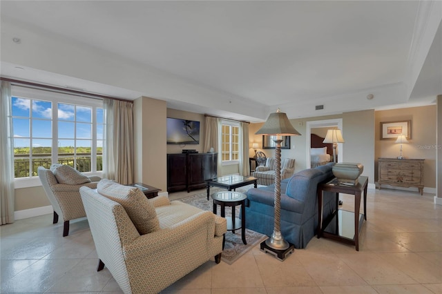 view of tiled living room