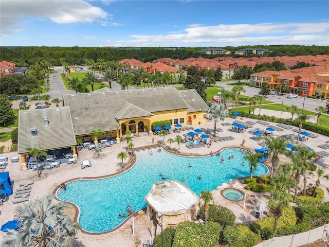 view of swimming pool featuring a patio