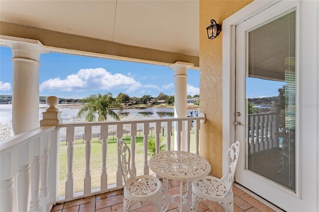 balcony with a water view