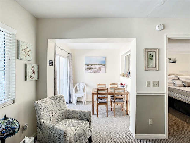 living area featuring carpet flooring and a wealth of natural light