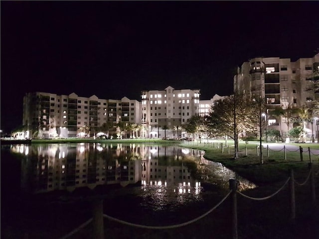 exterior space featuring a water view