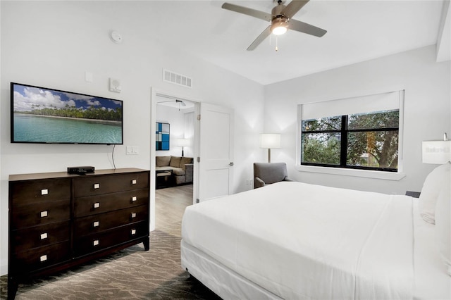 bedroom featuring ceiling fan