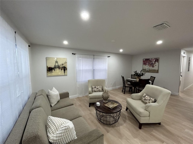 living room featuring light hardwood / wood-style flooring