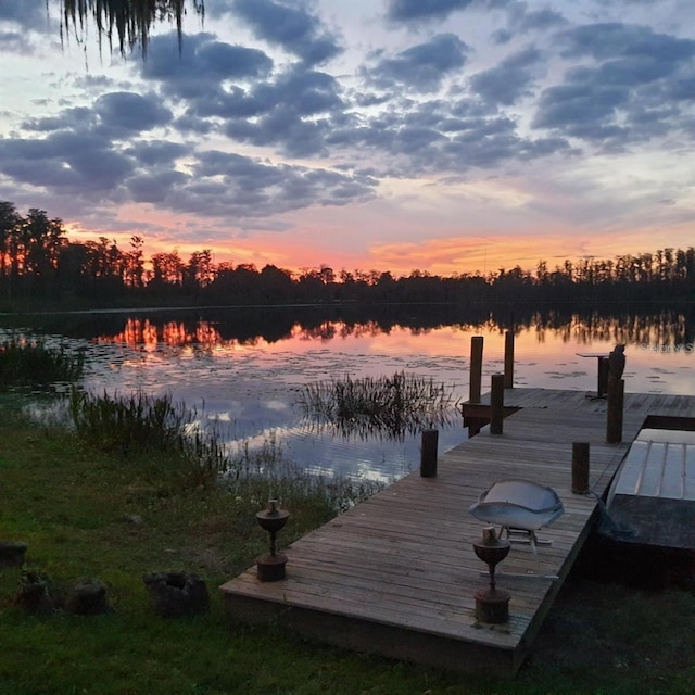 view of dock featuring a water view