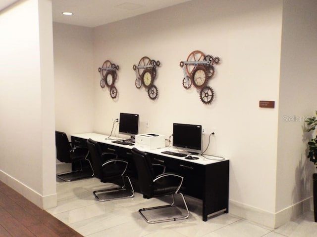 office featuring light wood-type flooring