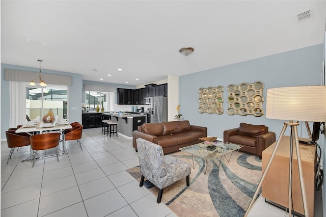 view of tiled living room