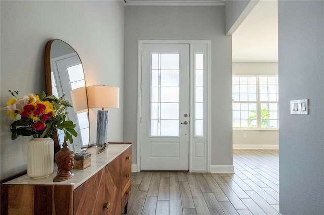 doorway featuring light hardwood / wood-style flooring