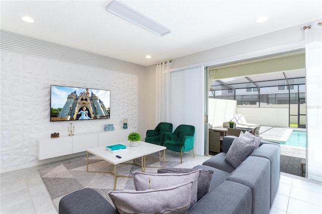 view of tiled living room