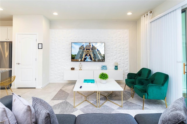 view of tiled living room