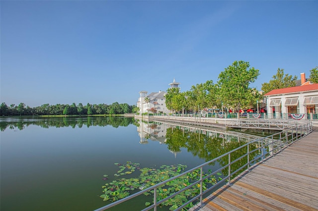 view of dock featuring a water view