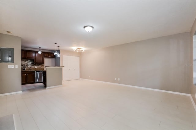 unfurnished living room featuring electric panel