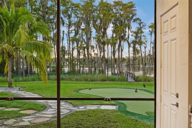 6109 Orta Ct, Windermere, FL 34786 - view of community with an area to practice putting and a water view