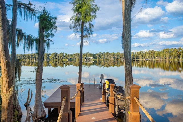 view of dock featuring a water view