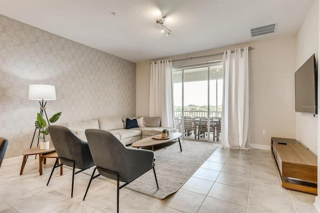 view of tiled living room