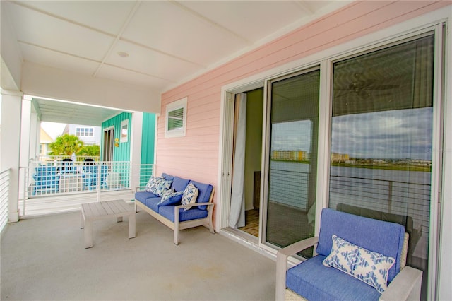 exterior space featuring outdoor lounge area